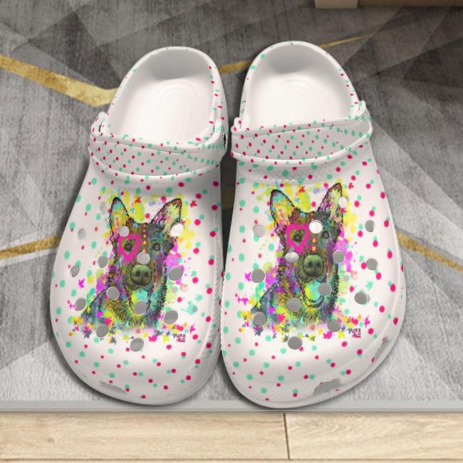 Preview: Clogs mit Hundemotiv Bootsmann - Gartenschuhe, Gummischuhe, bunt, Unisex, Grösse 36-43, Mischling, Mix, Deutscher Schäferhund